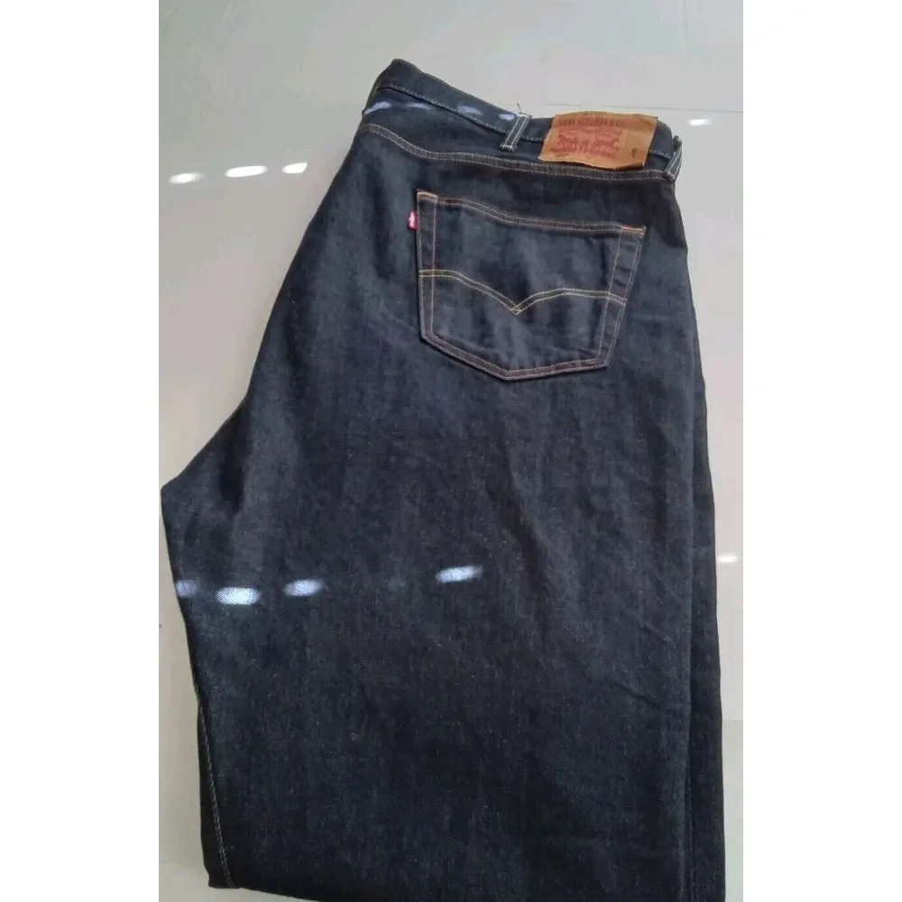 Levi's 501 Original Fit Dark Blue Denim Jeans‎ Classic Straight Leg Size W L